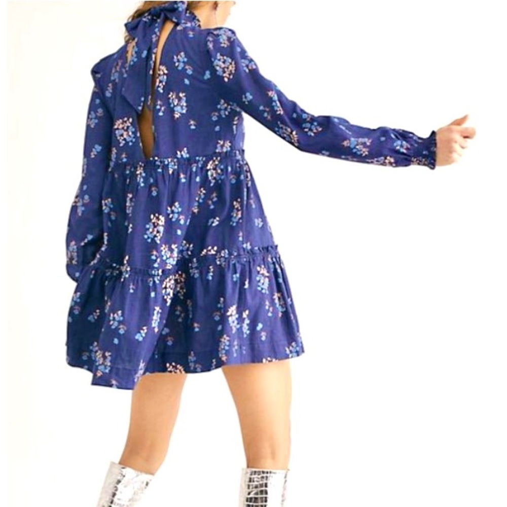 NWT Free People Petit Fours Indigo Mini Dress. L - Picture 6 of 9